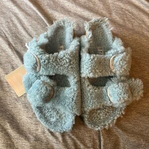 Blue Papillio Birkenstock Shearling Fur Sandals